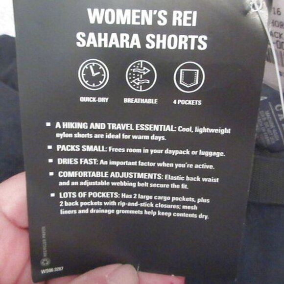 REI Sahara Women's Cargo Shorts Size 16 Stretch UPF Belted Nylon DWR Gorpcore - Picture 9 of 9